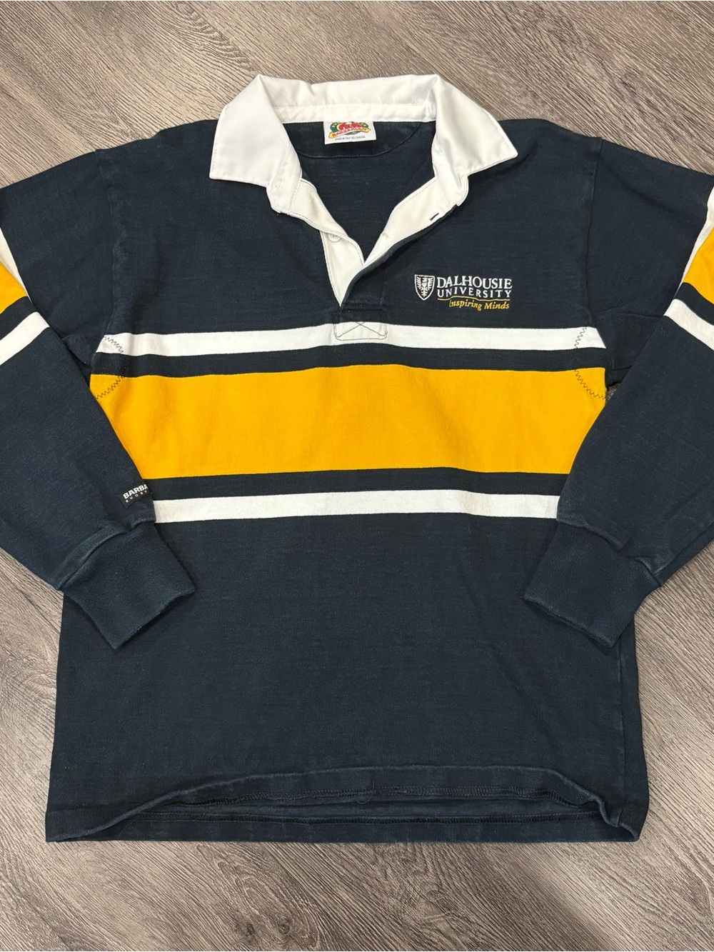 Vintage Barbarian Rugby Wear Dalhousie University Navy & Gold Rugby Shirt, Large